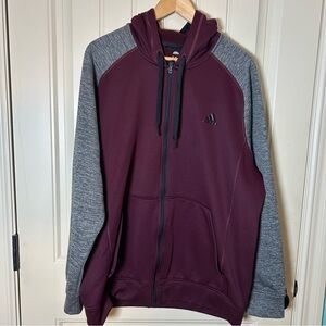 Adidas Climawarm Men's Long Sleeve Maroon and Gray Zip-Up Hoodie Jacket,Size XL